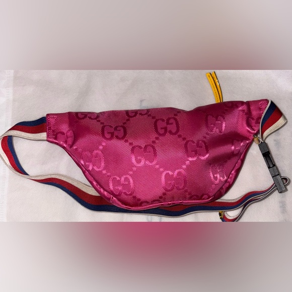 GUCCI SYLVIE SIGNATURE PINK GG FANNY PACK BELT BAG GIRLS WEB STRIPE WAIST STRAP - Picture 13 of 15
